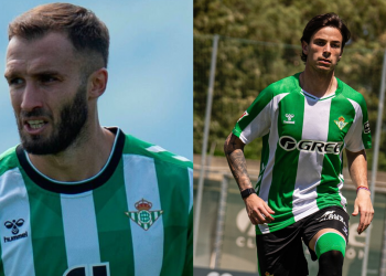Germán Pezzella y Valentín Gómez con la equipación del Real Betis. | Imagen: Edit Luis Alfonso Fdez.