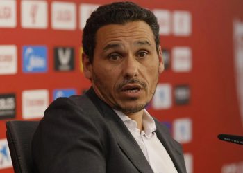 Del Nido Carrasco, presidente del Sevilla FC, durante una rueda de prensa. | Imagen: perfil de X @ZonaMixta__.