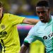 Junior Firpo disputando el balón durante el Villarreal - Betis. | Imagen: perfil de X @RealBetis.